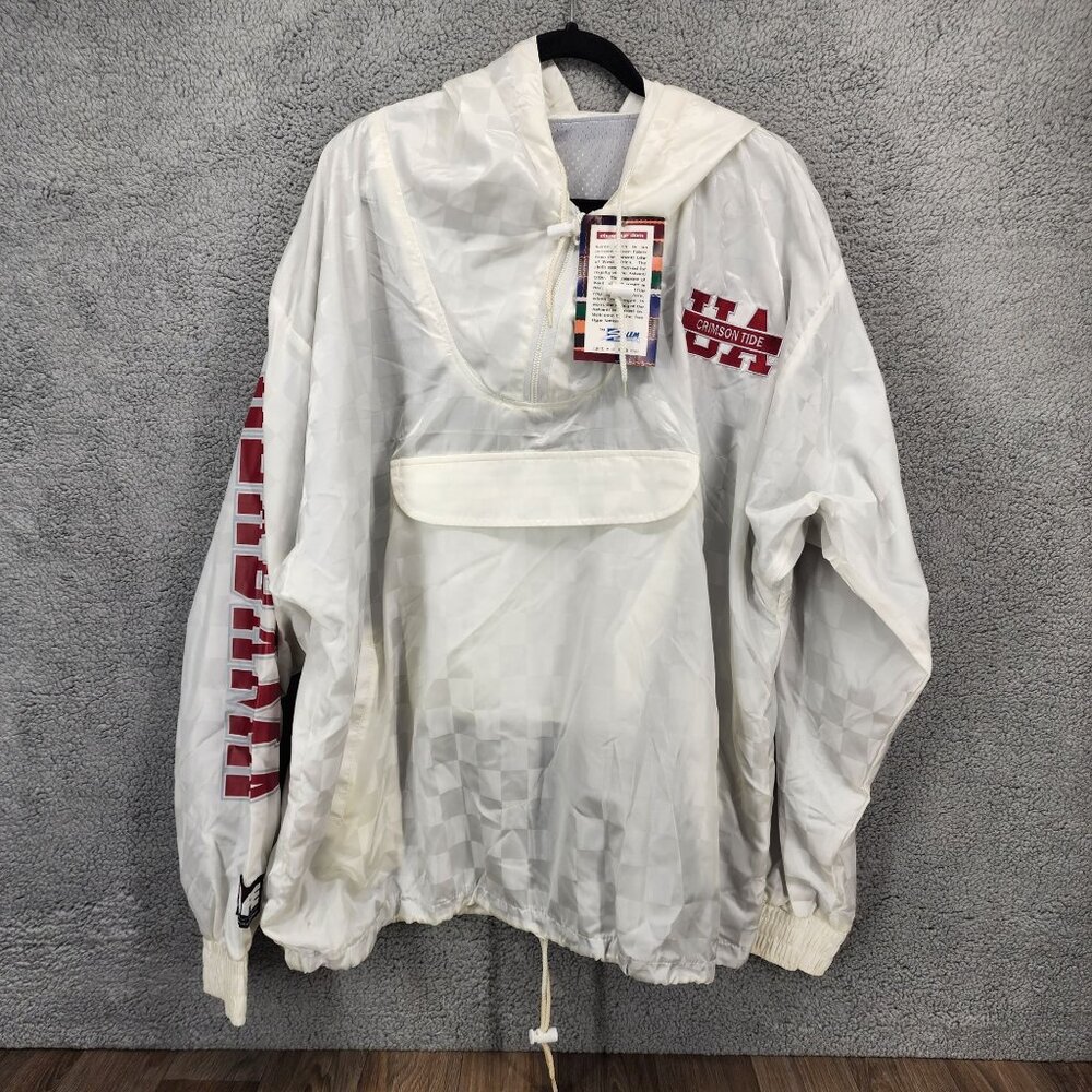 Crimson Tide Alabama UA Two Hype Men's Large White Pullover Hooded Anorak Jacket